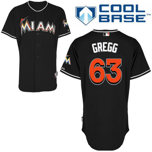 Kevin Gregg #63 Youth Baseball Jersey-Miami Marlins Authentic Alternate 2 Black Cool Base MLB Jersey